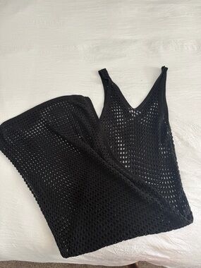 Black Crochet V-Neck Sleeveless Cover-Up